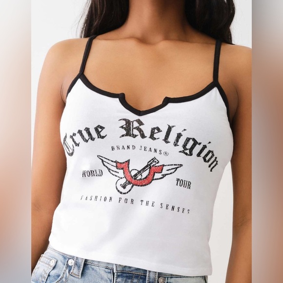 NWT - TRUE RELIGION Horseshoe Ring Women's Ringer Cami - Size L - Picture 2 of 4
